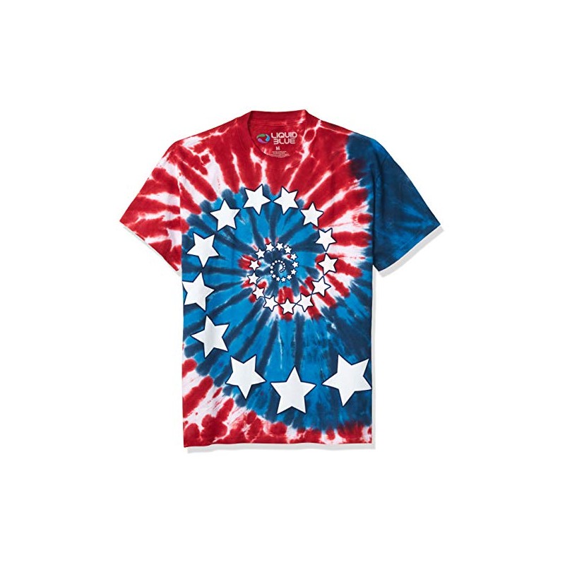 Liquid Blue Men's Stars and Stripes Spiral T-Shirt, Tie Dye,