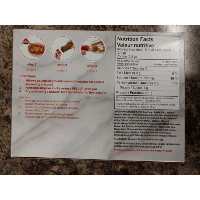 NESCO (1-3pk)-BEST Nesco Original Jerky Beef Venison Sausage, Stick Seasoning