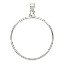 Saris and Things 925 Sterling Silver 40.6 x 3.1mm Plain Coin Bezel Shaped Pendant
