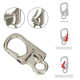Ahiller Carabiner Clip, Double Anti-Misopening Locking Design, 3 Inch Alloy Caribena Hook, Keychain for Outdoor Camping, Hiking, Fishing, Key Ring Clip (Gold-2P)