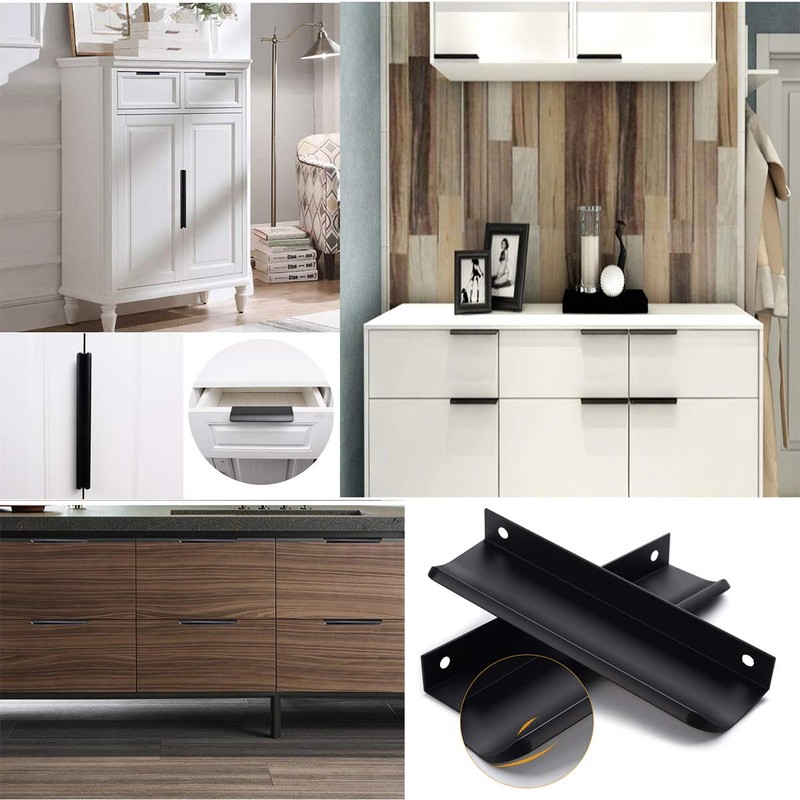 goldenwarm Door Finger Pull Black Hidden Drawer Handle for Kitchen