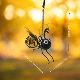 Solar Bee Lights Outdoor for Garden,– Hanging Metal Insect Lights with Hook, Waterproof Butterfly & Dragonfly Decorations for Garden, Yard, Patio, for Women & Kids (Golden-1PC)