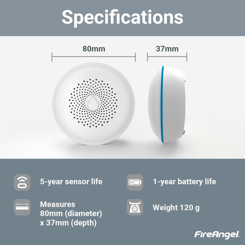 FireAngel FA7011 Water Leak Sensor - Water Leak Detector -