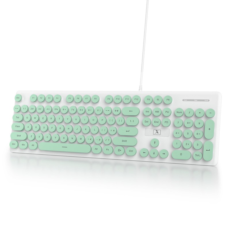 iRoboosta Quiet Keyboard Wired Membrane Keyboard Green, Full Size 104