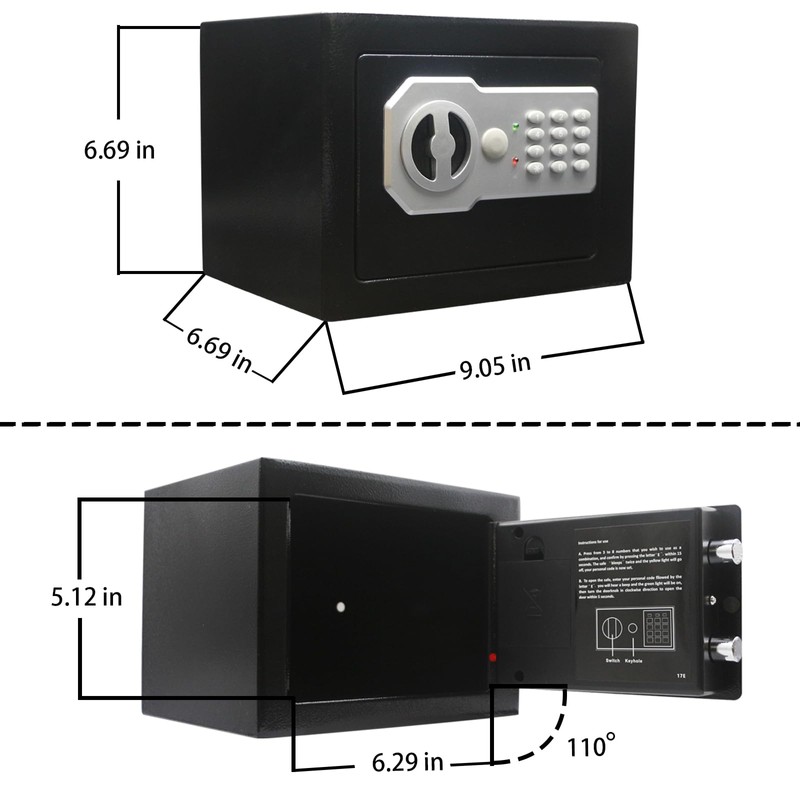 Yuanshikj Key Electronic Keypad Security Safe Lock Box Steel Digital