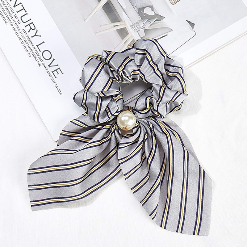 WHITE FANG ZA059 Women's Scrunchie Hair Elastic Ribbon Large Casual