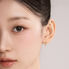 [Exclusive] Gold & Deer 14K Goldfield Whale Tail One-Touch Ring Earrings White Gold / [단독] 골드앤디어 14K 골드필드 고래꼬리 원터치 링 귀걸이 화이트골드