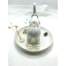 Bigbabybig White Elehpant Jewelry Trinket Trays Organizer Ceramic Rings Earrings Necklaces Pendants Dish Earrings Bedroom Decor Engagement Wedding Ring Holder Plate for Women Men