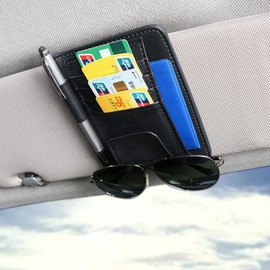 PIENSE Car Supplies, Car Supplies, Sun Visor Attachment, Card Slot, Glasses Holder, Pen Holder, Small Storage, Convenient Goods, Car (Black)
