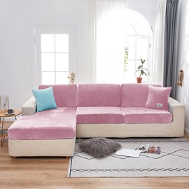 Jonuiony Wear-Resistant Universal Sofa Cover, Stretch Velvet Separate Couch Cushion Slipcovers, L Shape Sofa Chaise Covers for Both Left/Right Sectional Couch Protector(Pink,Back Cover)