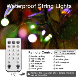 Christmas String Lights, 168Ft 600 LED Twinkle Fairy Lights Tree Lights with 8 Light Modes for Christmas Trees Garland Wreath Wedding Indoor Outdoor Holiday Decorations - Warm White to Multicolor