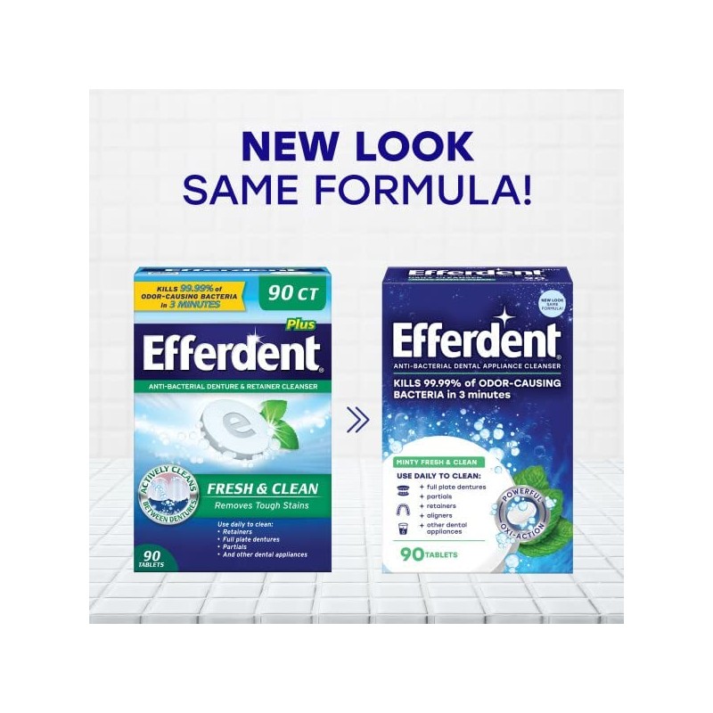 Efferdent Retainer Cleaning Tablets, Denture Cleaning Tablets for Dental Appliances,