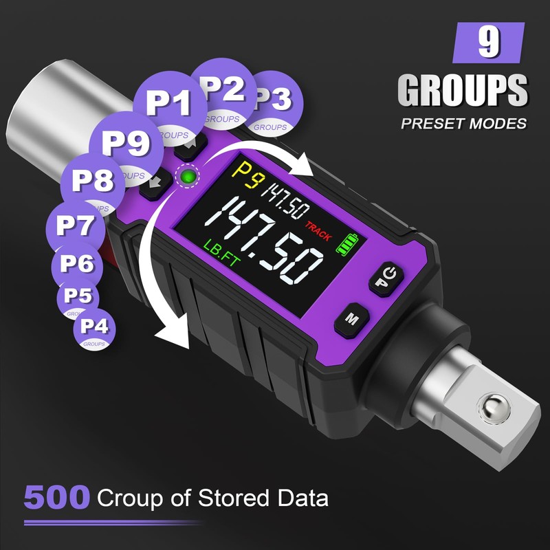 ANPUDS 1/2" Digital Torque Adapter, 2.9-147.6 Ft-lb/4-200 Nm Digital Torque