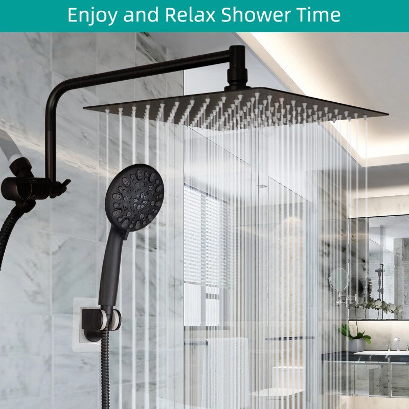 Hibbent Shower Faucet Set w/Handheld Kit Rainfall Shower Head Combo