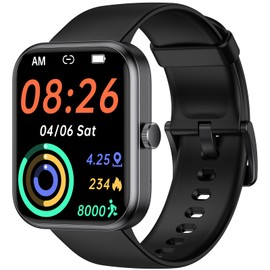 EURANS Smart Watch 45mm, AMOLED Fitness Watch with Heart Rate/Sleep Monitor Steps Calories Counter, IP68 Waterproof Activity Tracker Compatible with Android iOS
