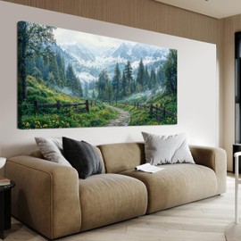 Canvas Wall Art Decor Canvas Art Wall Decor Nature Landscape Wall Art Decorations Wall Pictures for Living Room Artwork for Walls Modern Green Forest Wall Art Prints Bedroom Office Wall Decor 20"X40"
