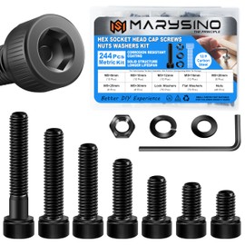 Marysino 244-Piece M5 Hex Socket Head Cap Metric Screws Assortment Kit, Black Oxided Carbon Steel, Home & Office Repairs, Marine & Industrial Environments