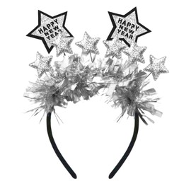 2025 Happy New Year Star Headband, 2025 New Year's Eve Party Photobooth Props, 2025 Happy New Year Decoration Glitter Star Garland Headband, 2025 New Year Decoration Accessories (Silver)