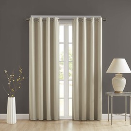Comfort Spaces Blackout Grommet Top Window Curtain Panel Pair Noise Reducing, Energy Efficient Thermal Insulated Darkening Drape for Bedroom, Living Room Décor, 42" x 95", Beige, 2 Piece
