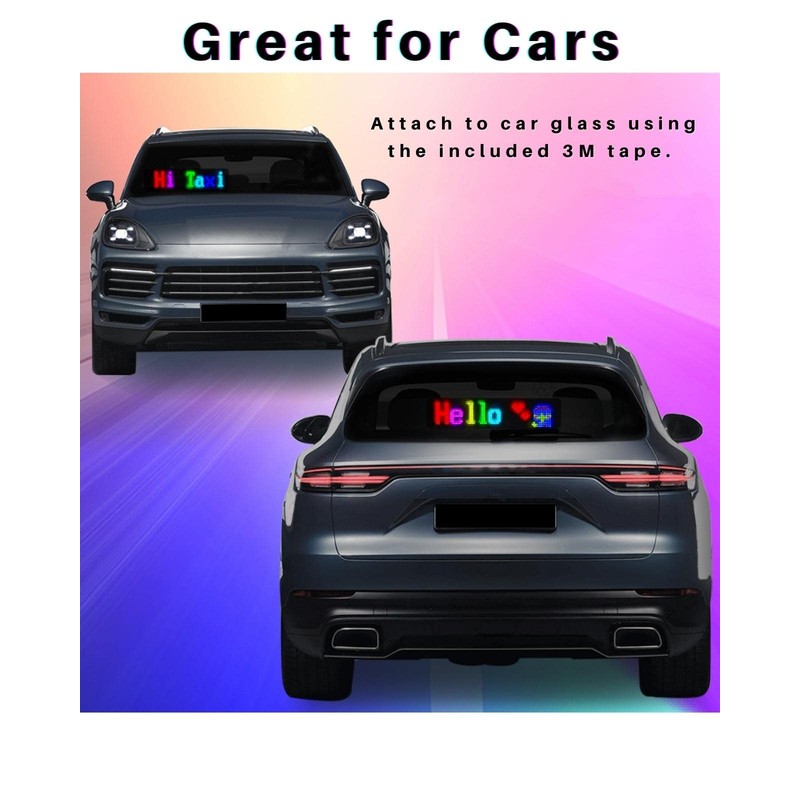 SUBORAWOS LED Car Sign,Programmable Bright LED Signs,Bluetooth APP Control,Flexible LED