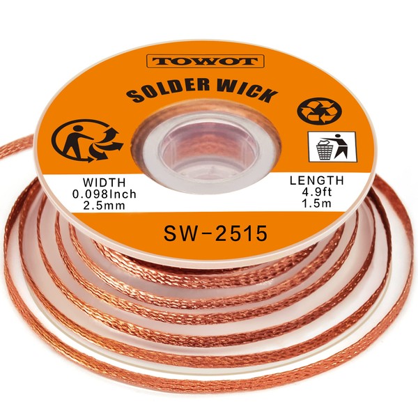 TOWOT Solder Wick Braid with Flux No-Clean Electronic, Desoldering Wick