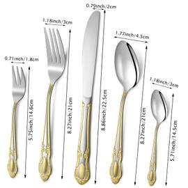 40 Pcs Gorgeous Gold Silverware Set 18/10 Stainless Steel Heavy Utensil Set Dishwasher Safe, Service for 8, Fine Silverware Flatware for Family Wedding Restaurant Hotel (Silver)