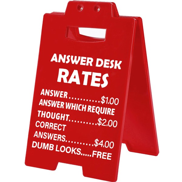 Cool Work Gifts Funny Answer Desk Rates Desk Sign for
