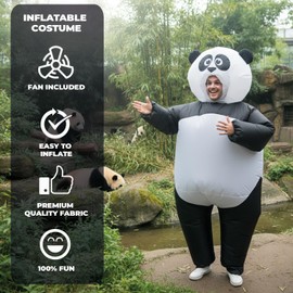 Inflatable Panda Disguise | Unusual Adult Size 160 to 190cm Costume | Premium Quality | Made of Highly Resistant Polyester - Pleasant to Wear | Inflating System Included | OriginalCup®