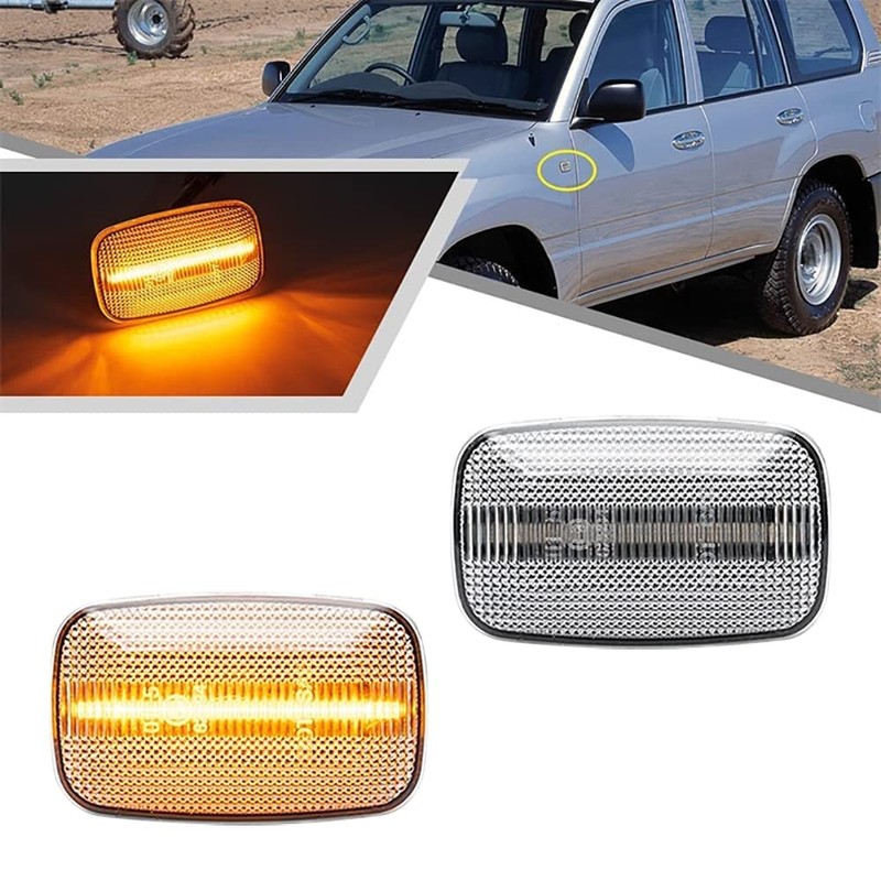 Riloer LED Fender Side Marker Light, Clear Lens Solid Amber