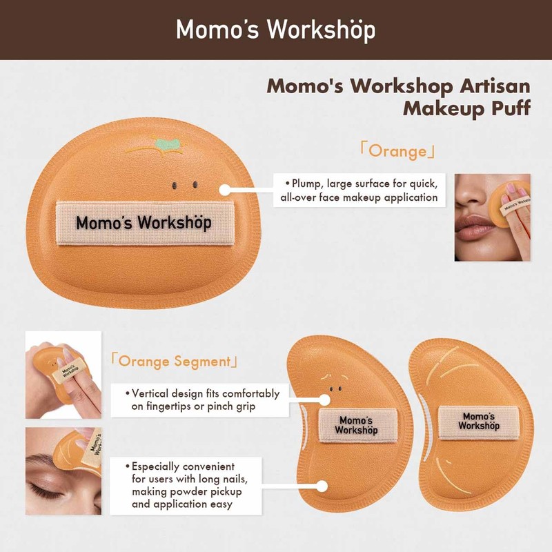 Momo's Workshop Orange Makeup Sponge Set (3pcs) – Large Soft