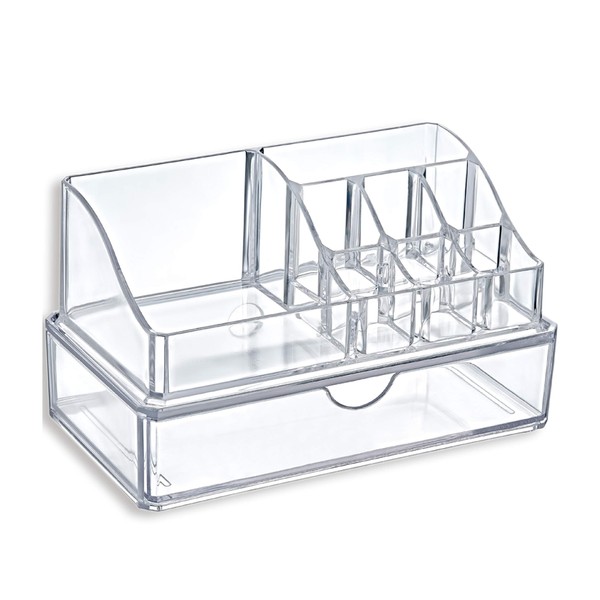 Glam Cosmetic Organiser Set of 2 Glam with Drawer, Transparent,