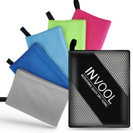 Invool Microfiber Towel, 5 colours (Grey) with carry bag - Quick Dry Towel for Travel, Camping, Fitness, Beach, Vacation, Fast Drying and Absorbent