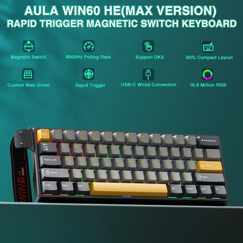 AULA WIN60 HE MAX - 60% Mechanical Gaming Keyboard Wired,