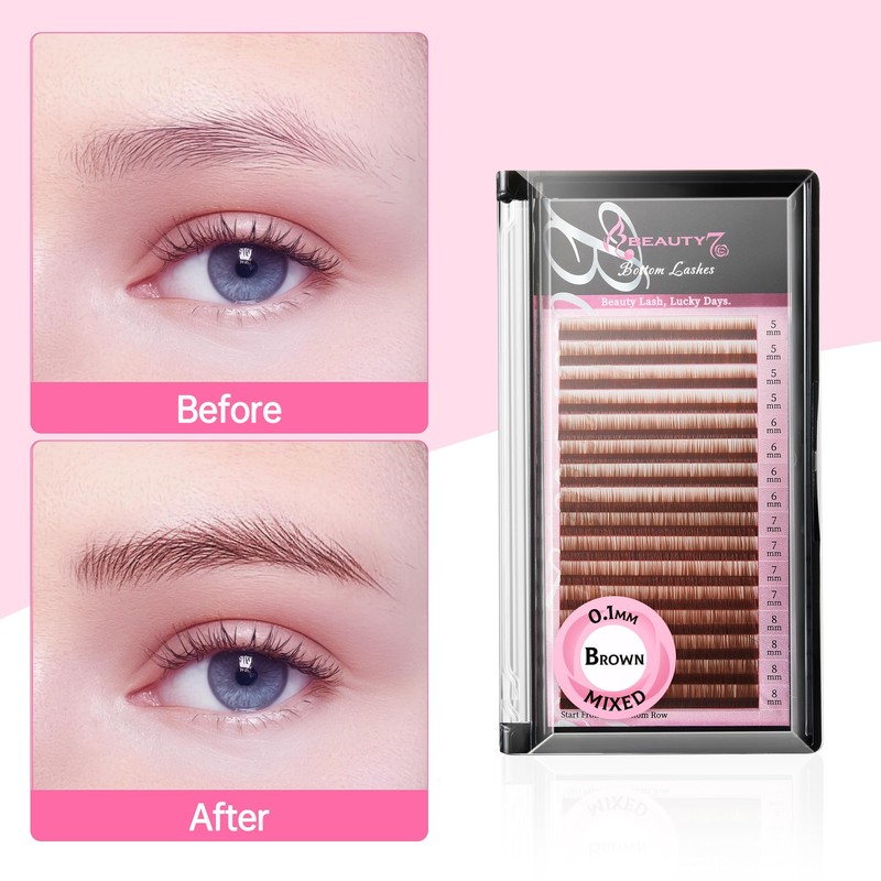 Beauty7 Brown Eyebrow Extensions Matte Individual Eyebrow False Lash Extension