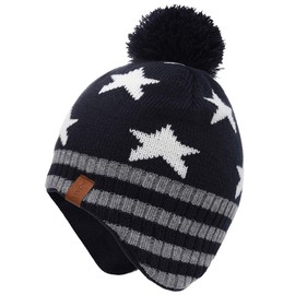 Foruhoo Boy's Winter Beanie Hat, Girl’s Knitted Hat with Bobble - 55