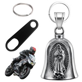 Guardian Bell, Titan Stahl Biker Bell, Luck Motorrad Glocke mit 2 Schlüsselanhänger Ring Zubehör, Motorrad Glocke Glücksbringer für Segne Den Frieden, Glücksbringer