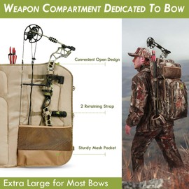 Wild Cedar Bow Hunting Backpack for Men, Saddle Camo backpack with Bow Holder, Compound Bow Hunting Bag for Deer and Elk Hunting