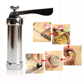 OFKPO Cookie Press Aluminium Pastry Press with 20 Attachments and 4 Syringe Attachments