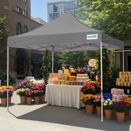 Quictent 10'x10' Heavy Duty Pop up Canopy Tent, Commercial Grade Instant Shelter with Wheeled Bag for Outdoor, Beach, Parties, Markets, 500D Silver Coated UPF 50+ Sun Shield