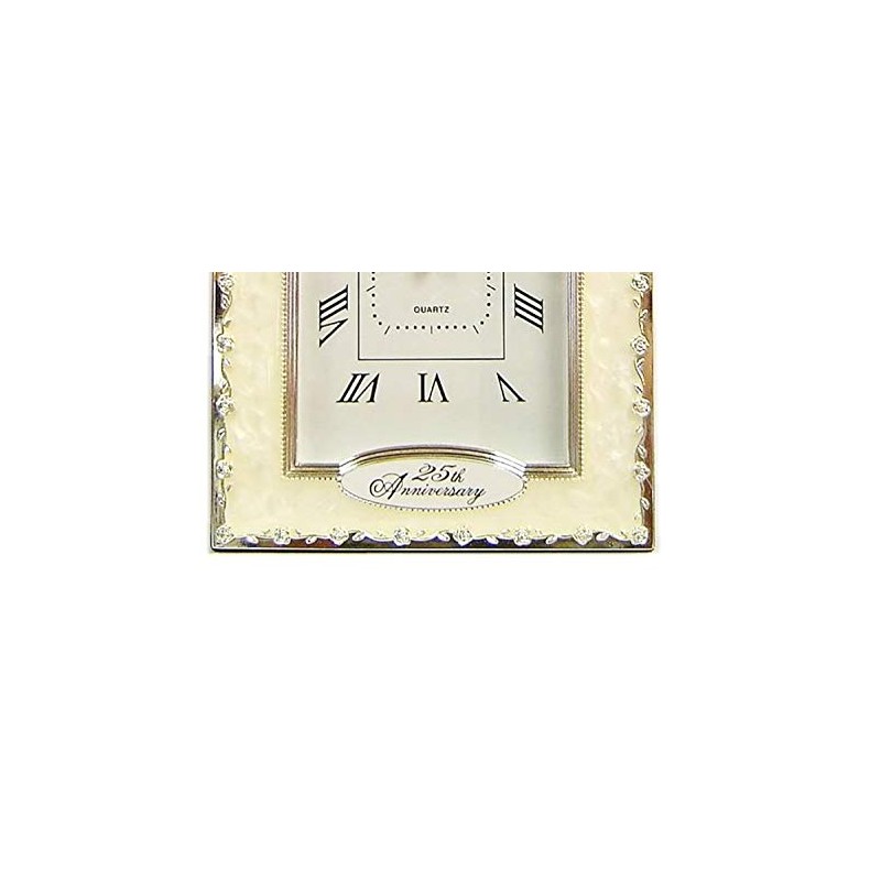 benerini Happy 25th Silver Wedding Anniversary Quartz Table Clock Gift