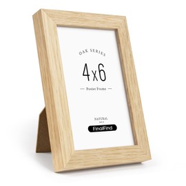 FinalFind 4x6 Picture Frame Set of 3, Natural Solid Oak Wood Picture Frames 4x6 with Tempered Glass for Wall & Tabletop(3 Pack,Oak)