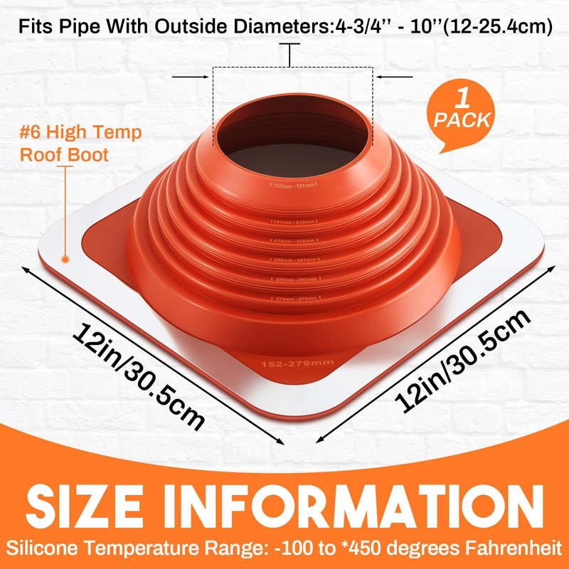 Yaocom # 6 Od 4-3/4''-10' Chimney Boot Post for Metal