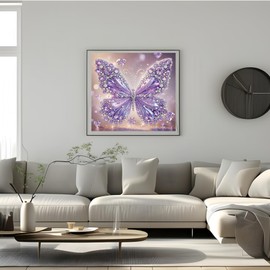 Diamond Art Kits for Adults Beginner, Butterfly 5D Diamond Painting Kits for Adults, DIY Special Shaped Rhinestones Diamonds Dot Gem Painting for Home Wall Decor 11.8x11.8inch