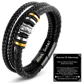 Shoppawhile 18th Birthday Boy Gift Leather Bracelet Men Cool Gift Ideas Birthday 18th Boy, Leather, No gemstone