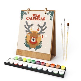 Generisch Paint by Numbers Calendar 2026, Desk Calendar with Handmade, Homemade Illustrations, with Acrylic Paints and Brushes, Can Draw in Leisure (Landscape Painting (A))