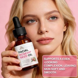 Aceite Natural de Semilla de Rosa Mosqueta 30ml Multiuso para Rostro Cuero Cabelludo y Puntas, Hidratación Larga Duración Mejora Textura Desigual Sin Residuos Grasosos