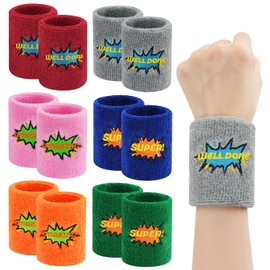 Pack of 12 Sports Bracelets, Colourful Sweatbands for Men and Women, Terry Cloth Sweatband, Breathable Wrist Bands, Thick Cotton Bands for Basketball, Football, Tennis, Sports Party Favours