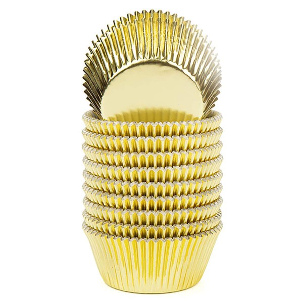 Vibrille Gold Foil Cupcake Liners Standard Muffin Baking Cups, 200-count