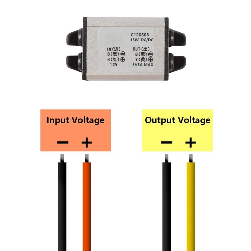 12V to 5V DC Converter Car Power Voltage, Waterproof DC