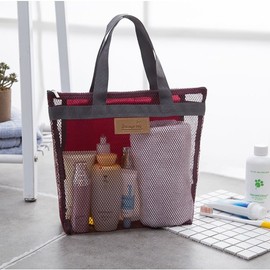 Shower bag waterproof mesh pouch bathroom storage camping travel large capacity toiletry bag red / 샤워백 방수 메쉬파우치 욕실 수납 캠핑 여행 대용량 세면백 레드